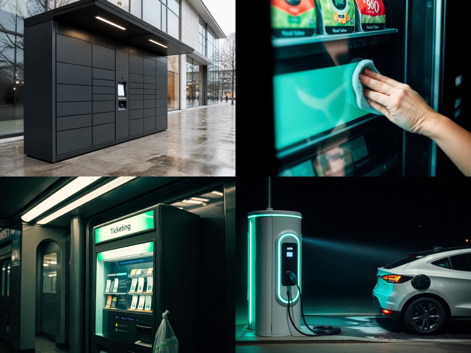 Paketomat, automat za piće, automat za karte i punionica električnih automobila